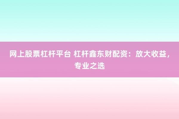 网上股票杠杆平台 杠杆鑫东财配资：放大收益，专业之选