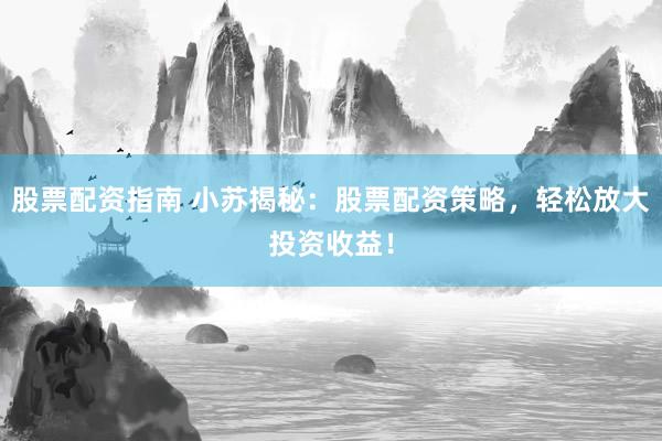 股票配资指南 小苏揭秘：股票配资策略，轻松放大投资收益！