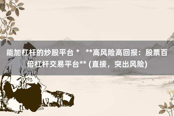 能加杠杆的炒股平台 *   **高风险高回报：股票百倍杠杆交易平台** (直接，突出风险)