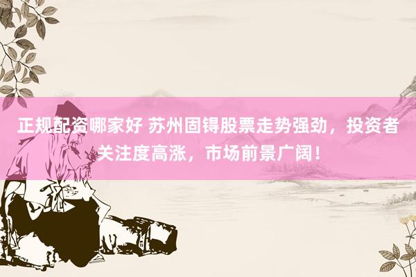 正规配资哪家好 苏州固锝股票走势强劲，投资者关注度高涨，市场前景广阔！