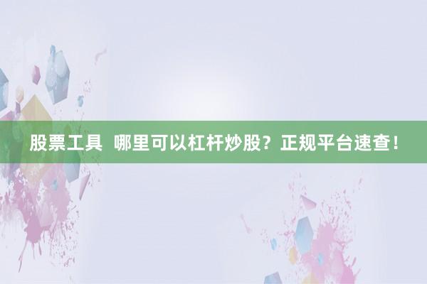 股票工具  哪里可以杠杆炒股？正规平台速查！