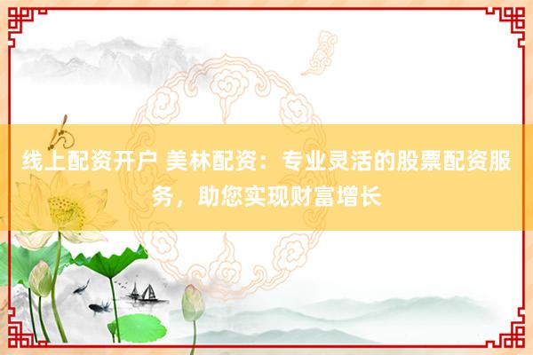 线上配资开户 美林配资：专业灵活的股票配资服务，助您实现财富增长