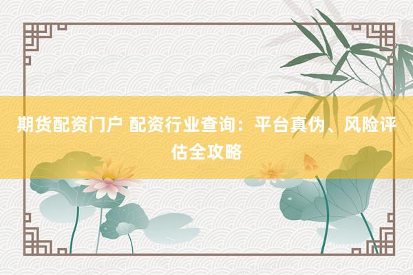 期货配资门户 配资行业查询：平台真伪、风险评估全攻略