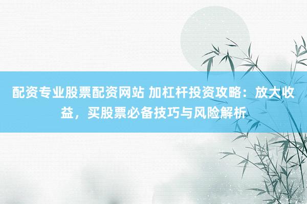 配资专业股票配资网站 加杠杆投资攻略：放大收益，买股票必备技巧与风险解析