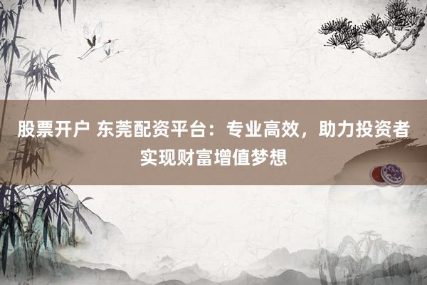 股票开户 东莞配资平台：专业高效，助力投资者实现财富增值梦想