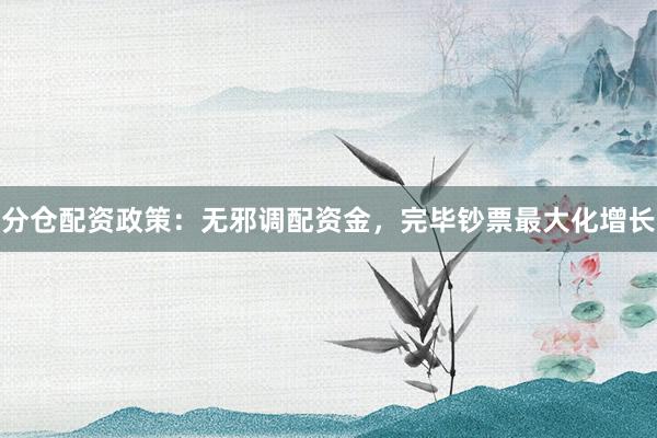 分仓配资政策:无邪调配资金,完毕钞票最大化增长