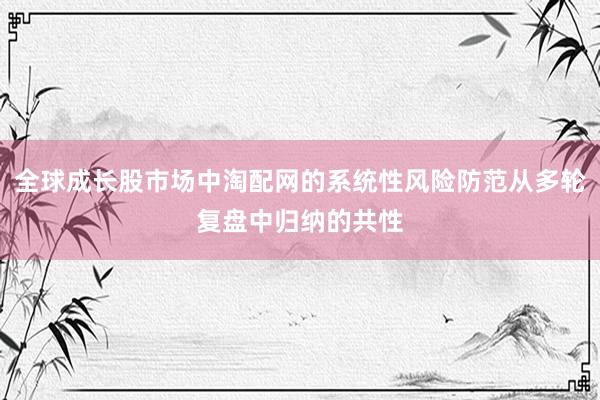 全球成长股市场中淘配网的系统性风险防范从多轮复盘中归纳的共性