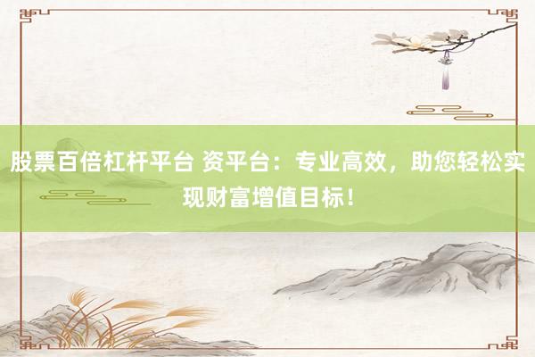 股票百倍杠杆平台 资平台：专业高效，助您轻松实现财富增值目标！